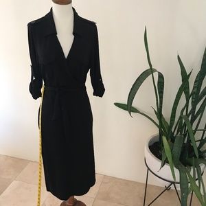 Black Military Style Wrap Dress (no brand)